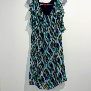 Merona purple, white black green dress. Size small.